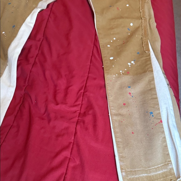 MNML Artistic Tan Pants with Paint Splatter - Picture 3 of 9